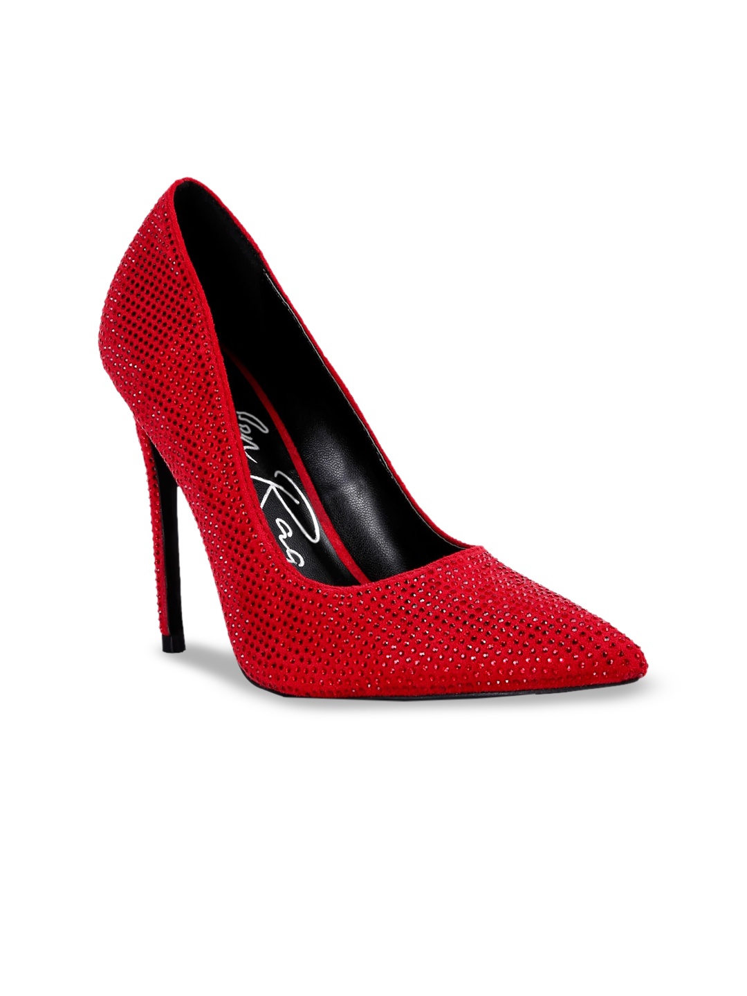 

London Rag Women Embellished Suede Stiletto Pumps, Red