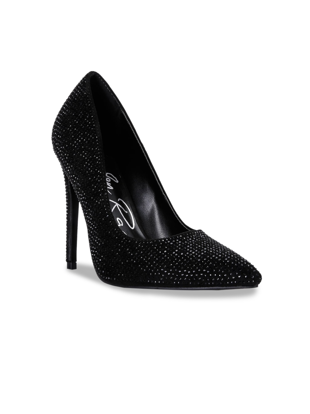 

London Rag Embellished Suede Party Kitten Pumps, Black