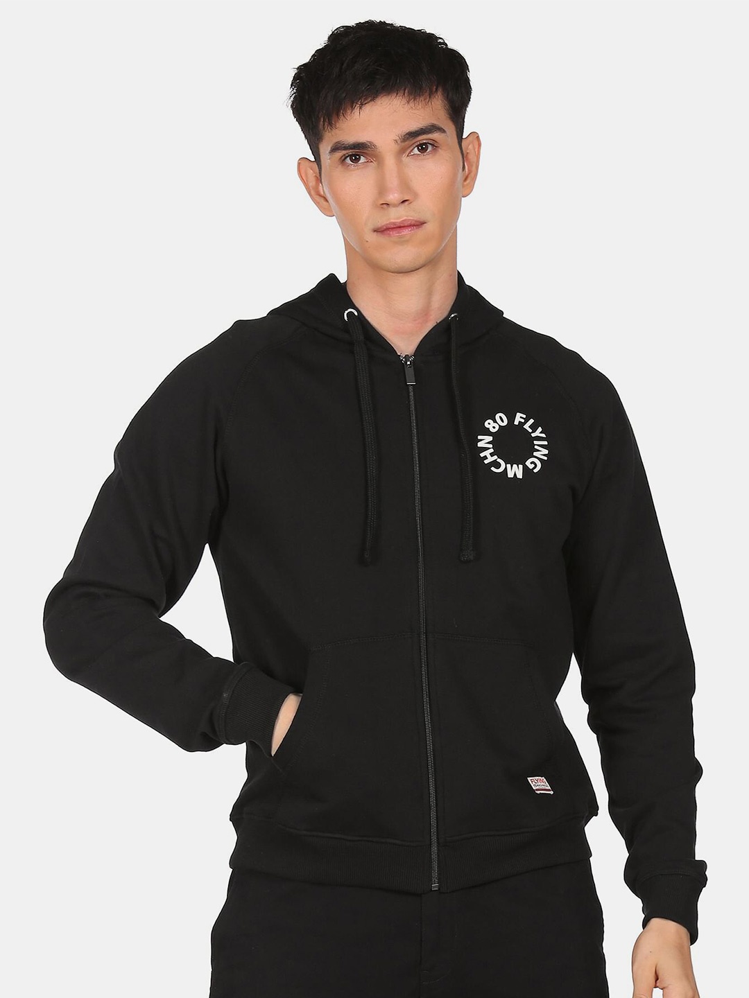 

Flying Machine Men Hooded Cotton Sweatshirt, Black