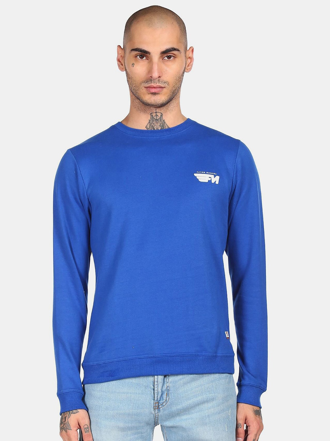

Flying Machine Men Cotton Sweatshirt, Blue