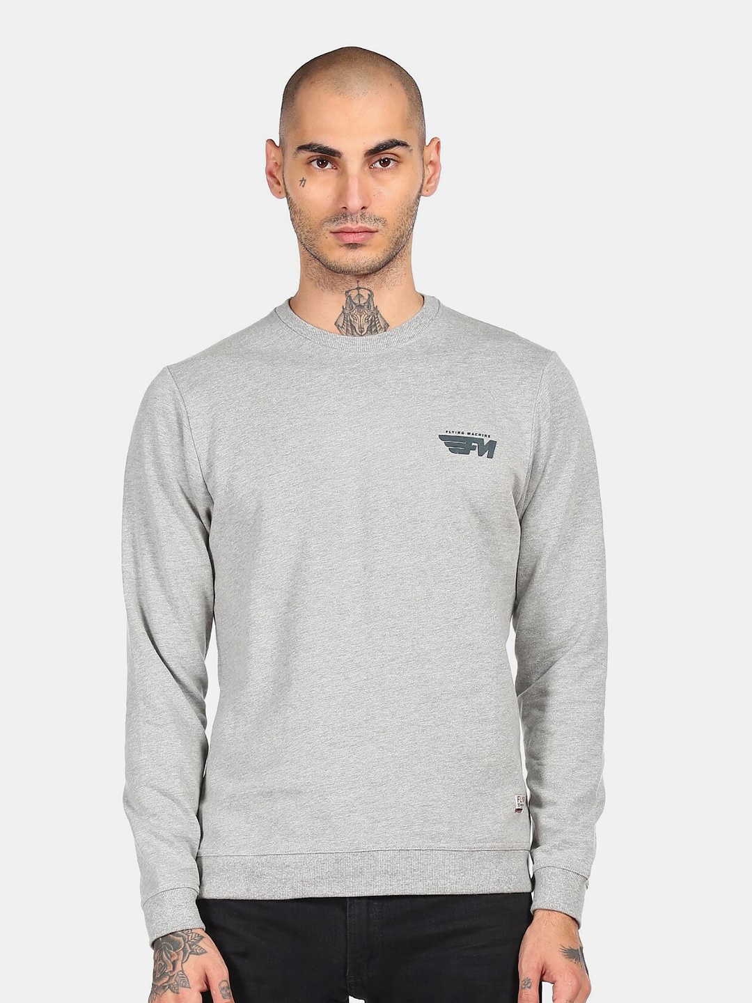 

Flying Machine Men Cotton Sweatshirt, Grey