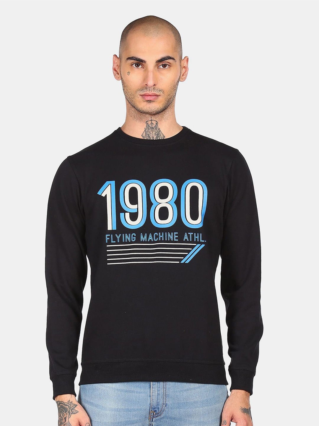 

Flying Machine Men Printed Sweatshirt, Black