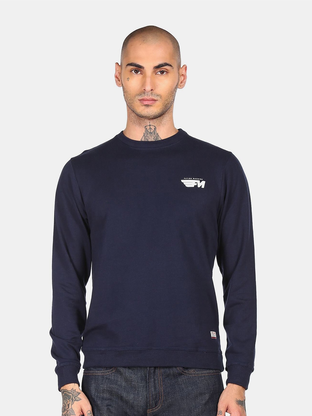 

Flying Machine Men Cotton Sweatshirt, Navy blue