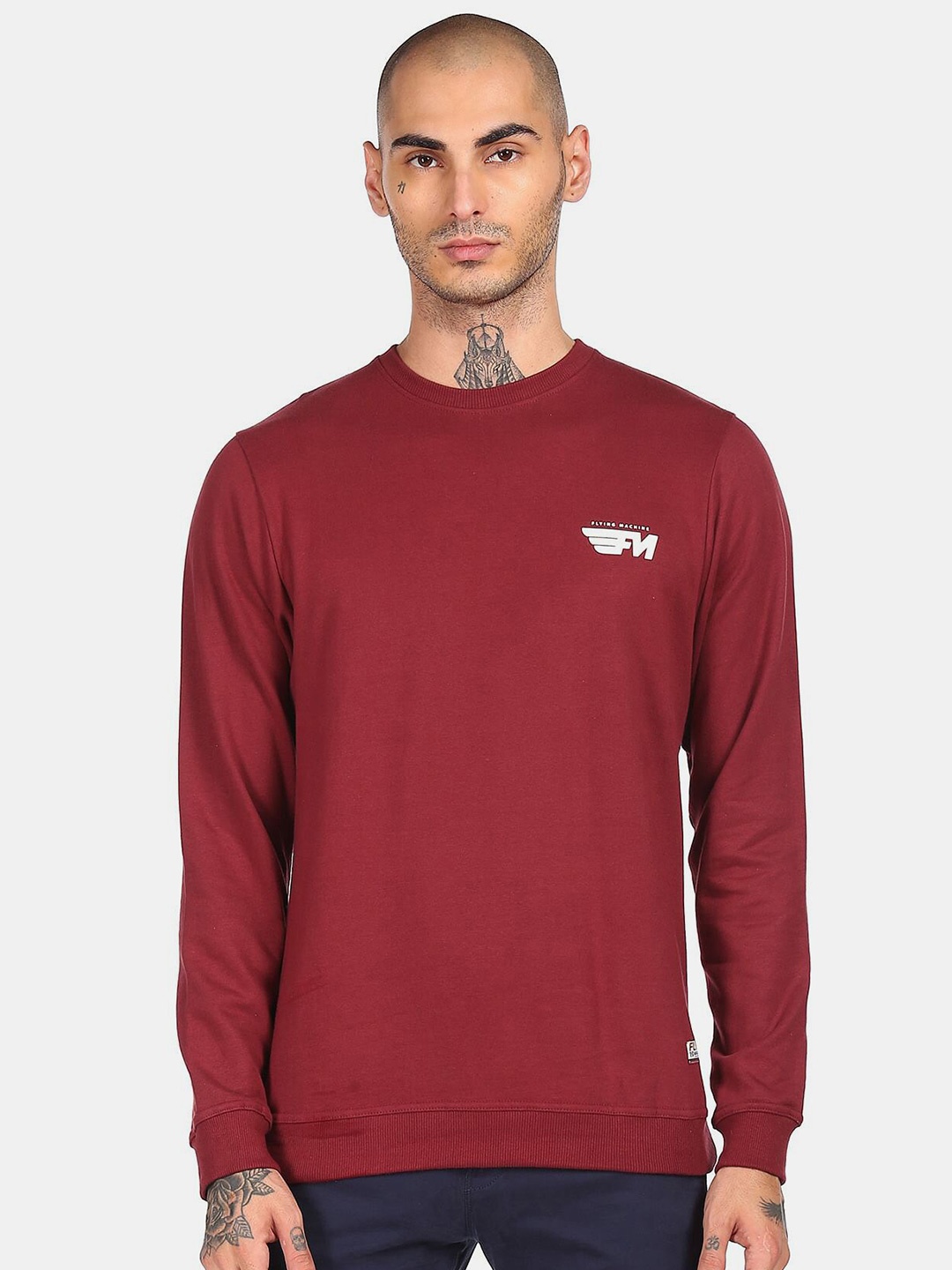 

Flying Machine Men Cotton Sweatshirt, Red