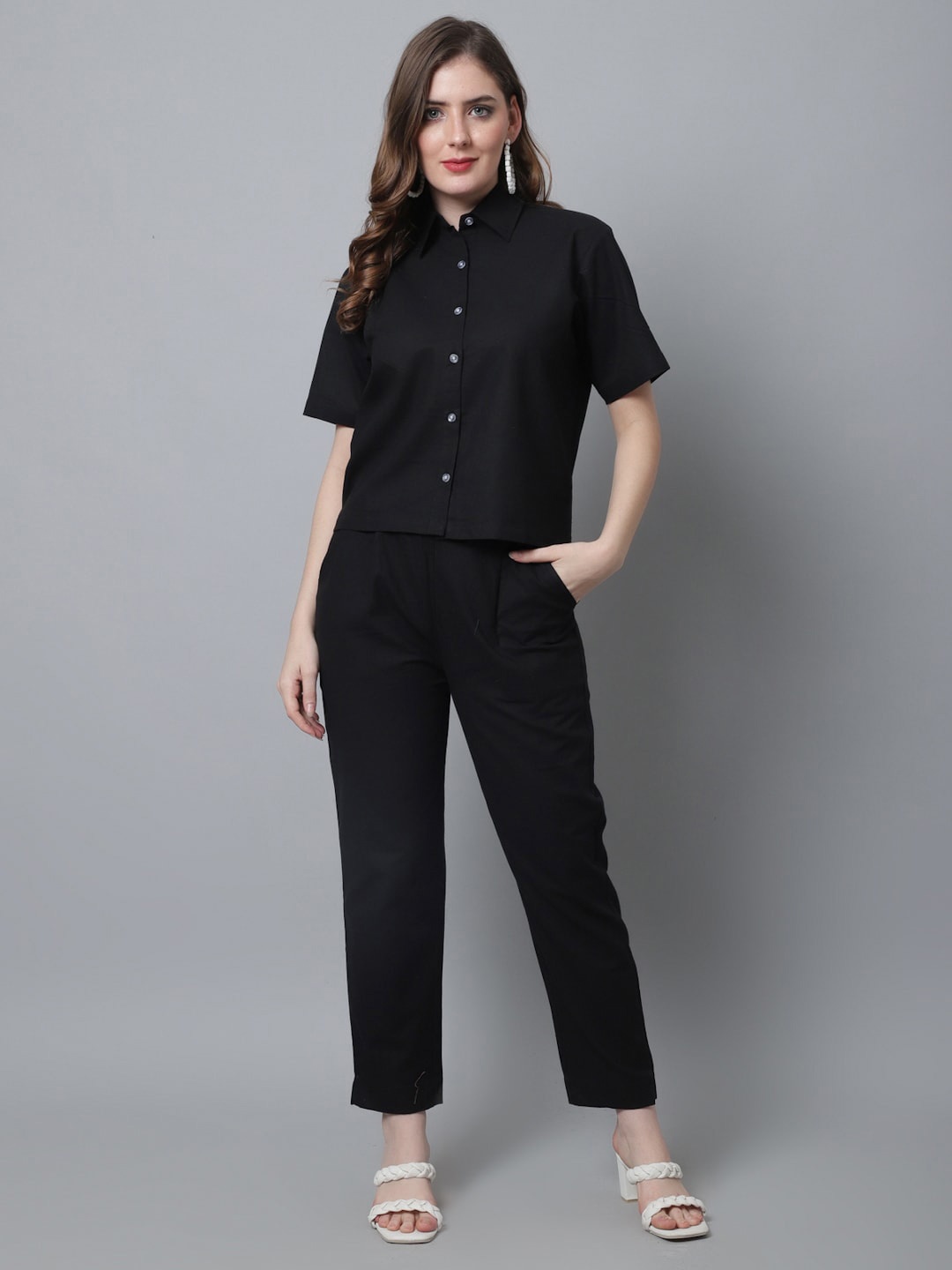 

Aawari Women Shirt with Trousers, Black