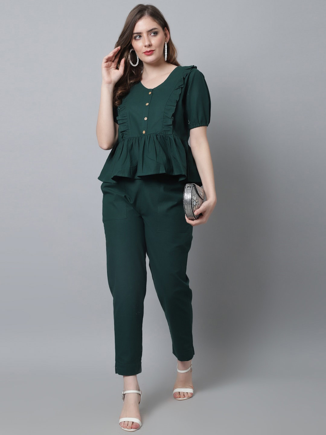 

Aawari Women Top with Trouser Co-Ords Set, Green