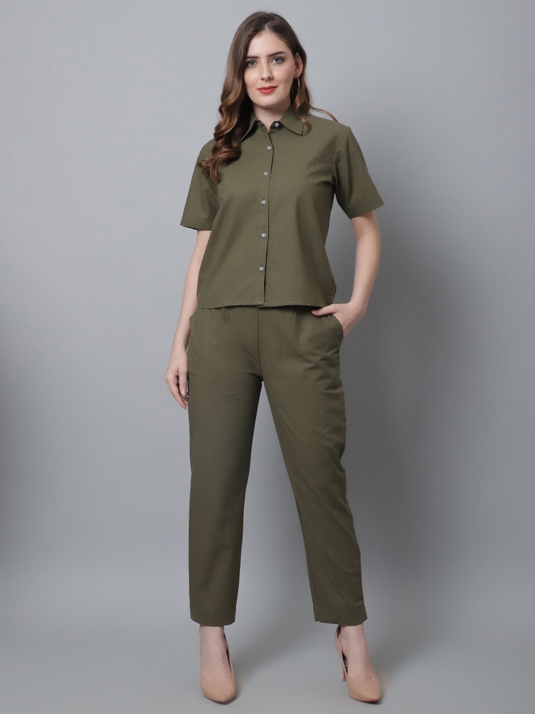 

Aawari Women Shirt with Trousers, Green
