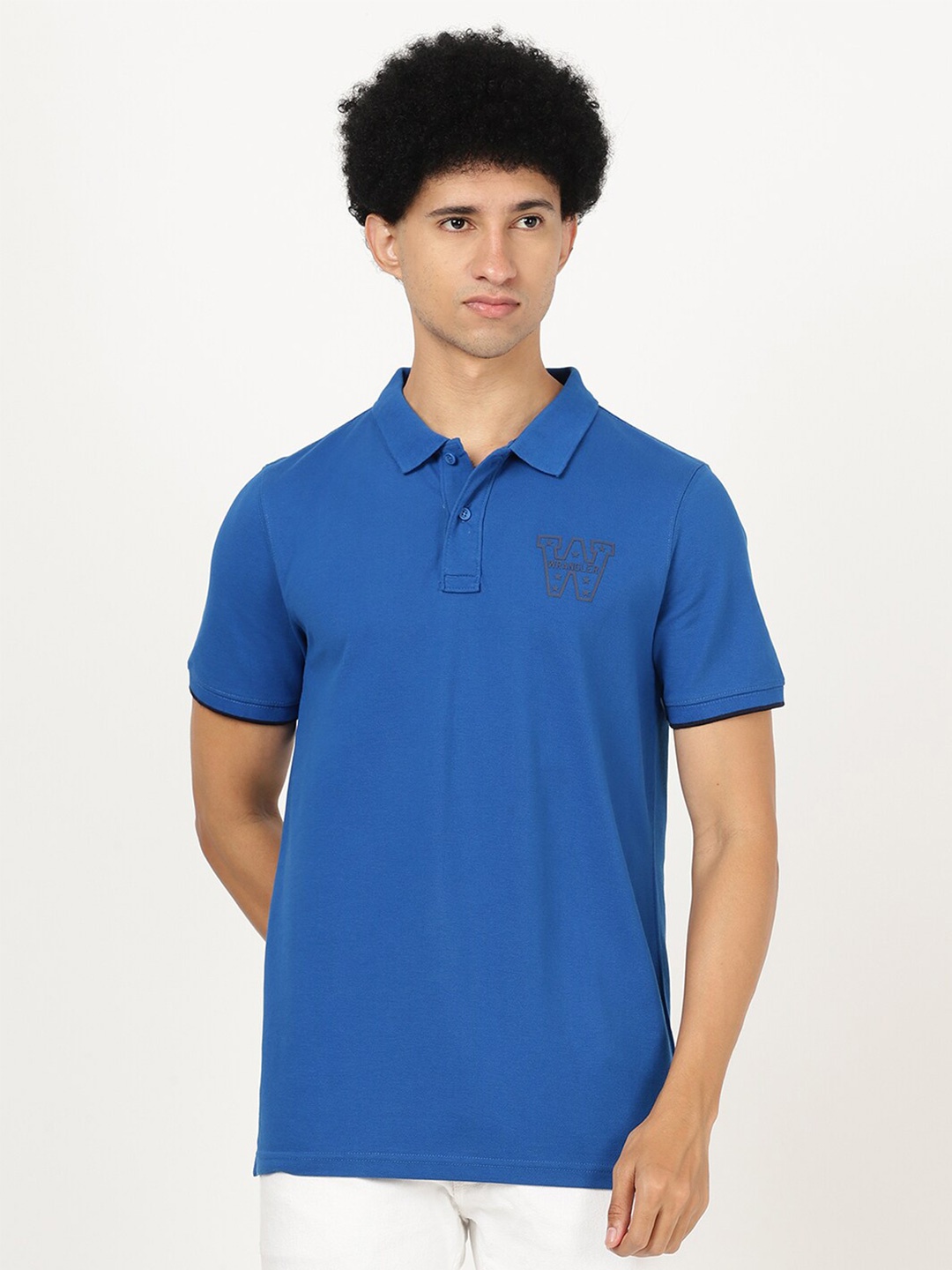 

Wrangler Men Polo Collar Cotton T-shirt, Blue