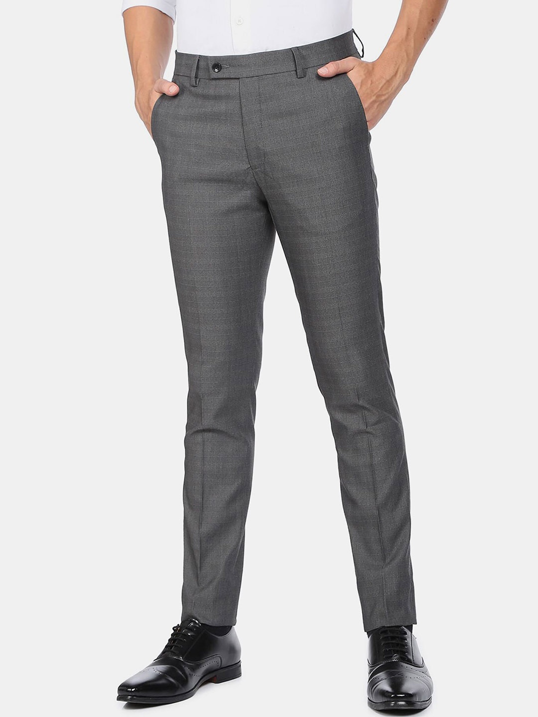 

Arrow Men Grey Checked Slim Fit Formal Trousers