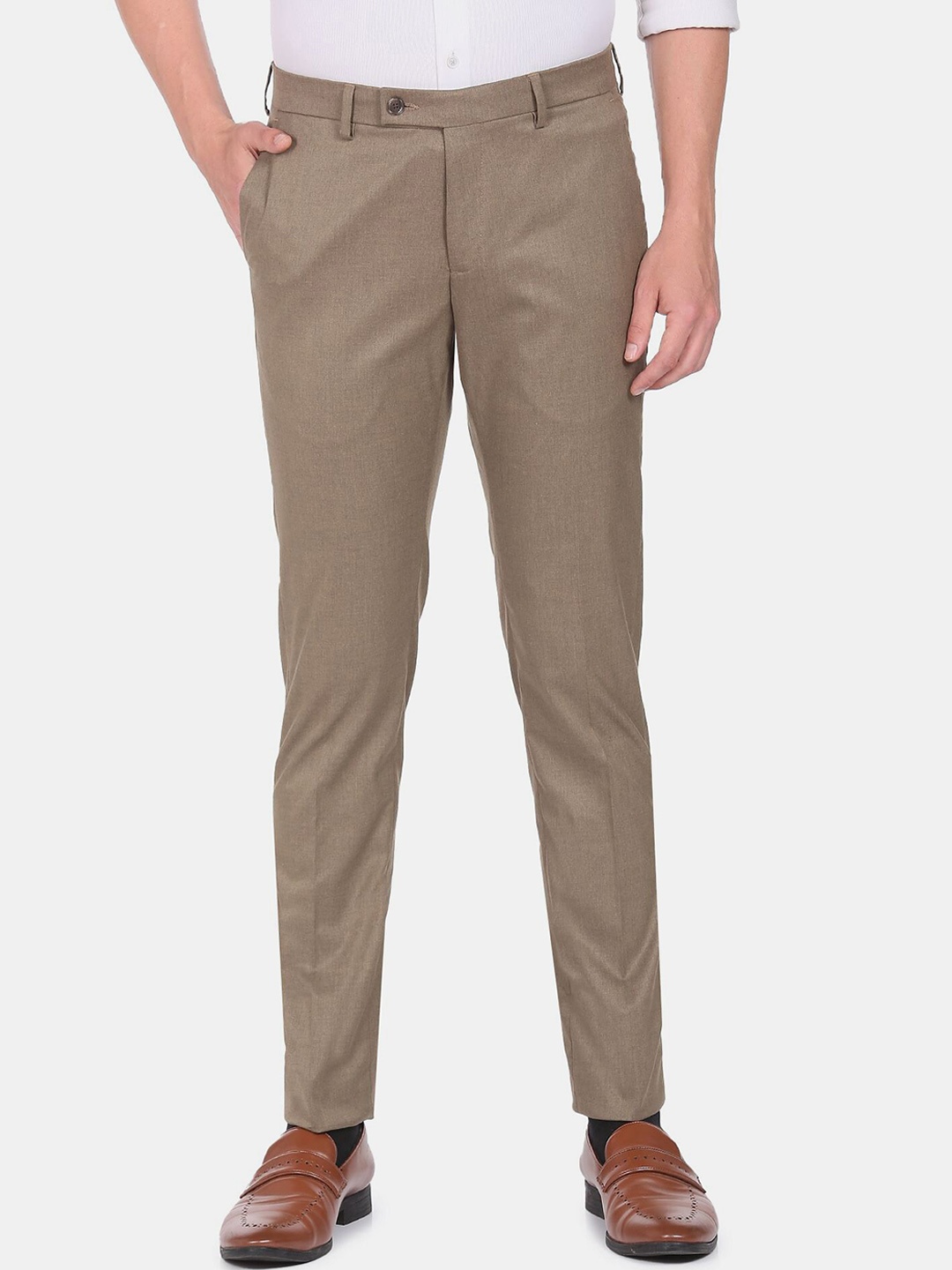 

Arrow Men Slim Fit Formal Trousers, Brown