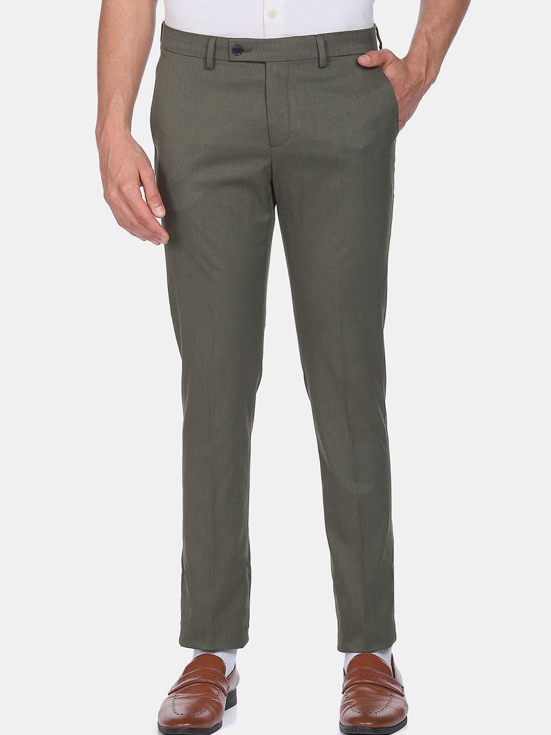 

Arrow Men Slim Fit Formal Trousers, Green
