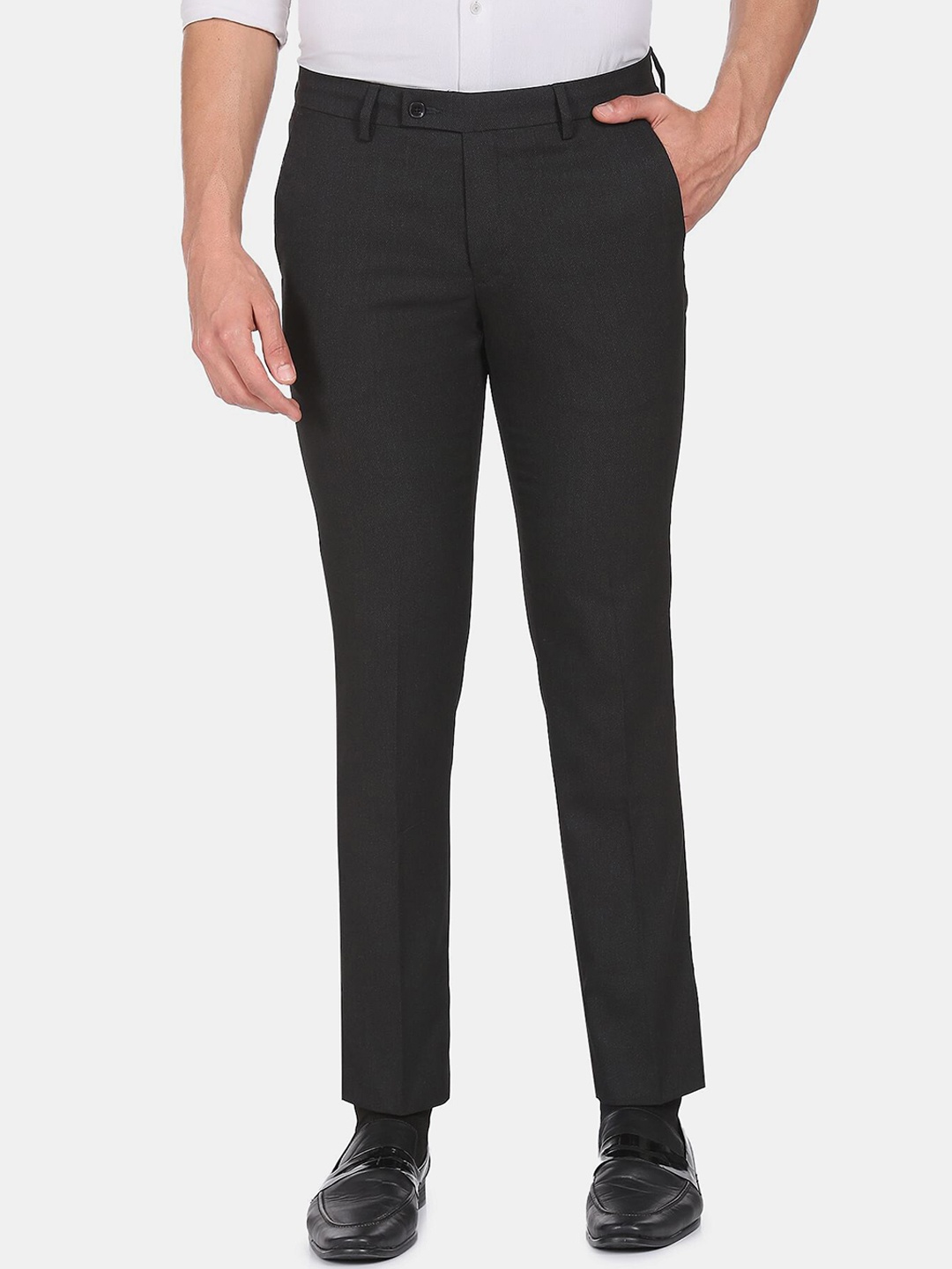 

Arrow Men Regular Fit Solid Formal Trousers, Black