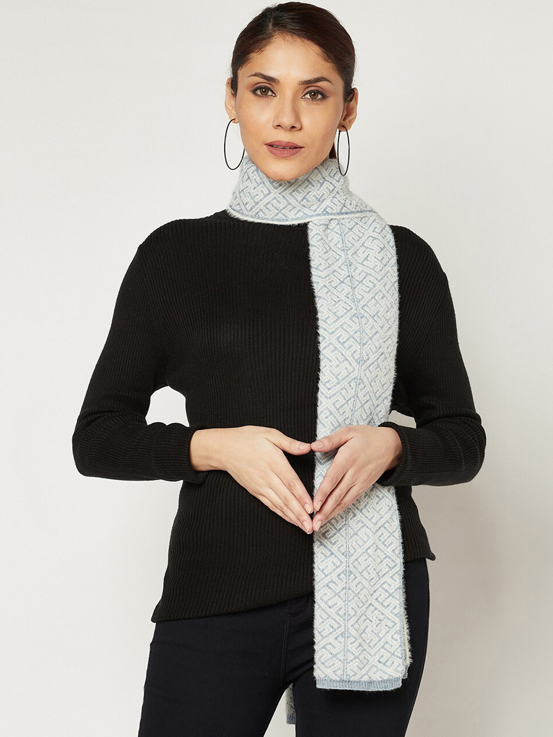 

Knitstudio Women Self-Design Knitted Acrylic Muffler, Blue