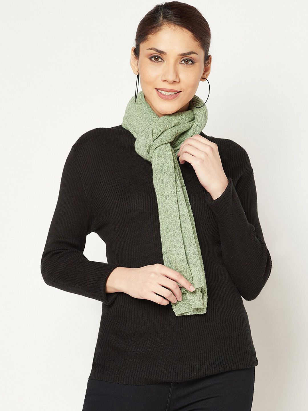 

Knitstudio Women Self-Design Knitted Acrylic Muffler, Green