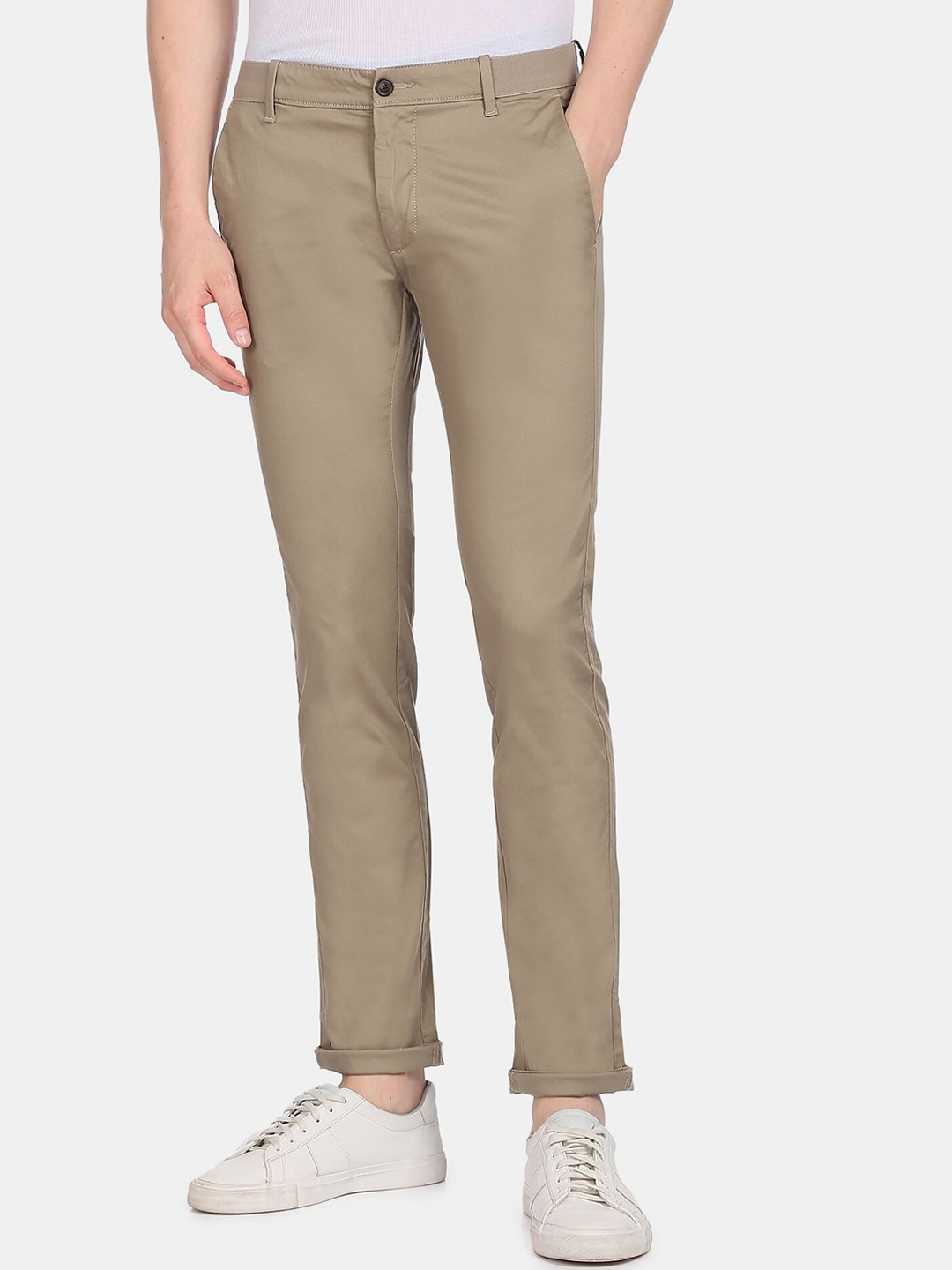 

Arrow Sport Men Slim Fit Low-Rise Trousers, Brown