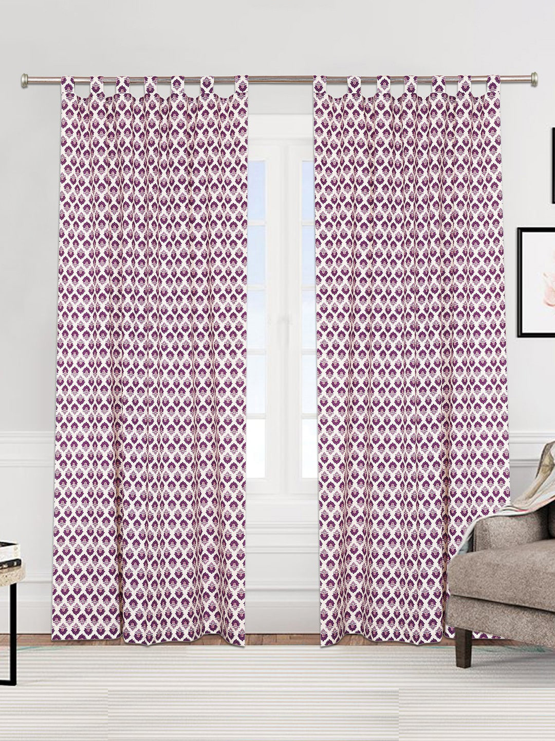 

Urban Magic Purple Set of 4 Floral Room Darkening Long Door Curtain