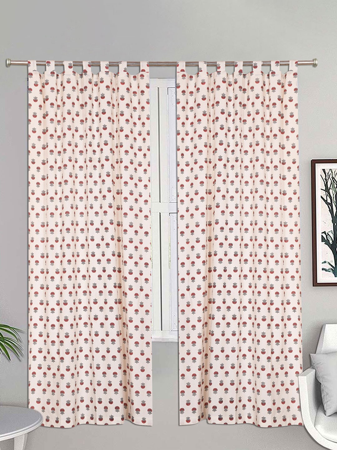 

Urban Magic White Set of 4 Floral Printed Room Darkening Door Curtains