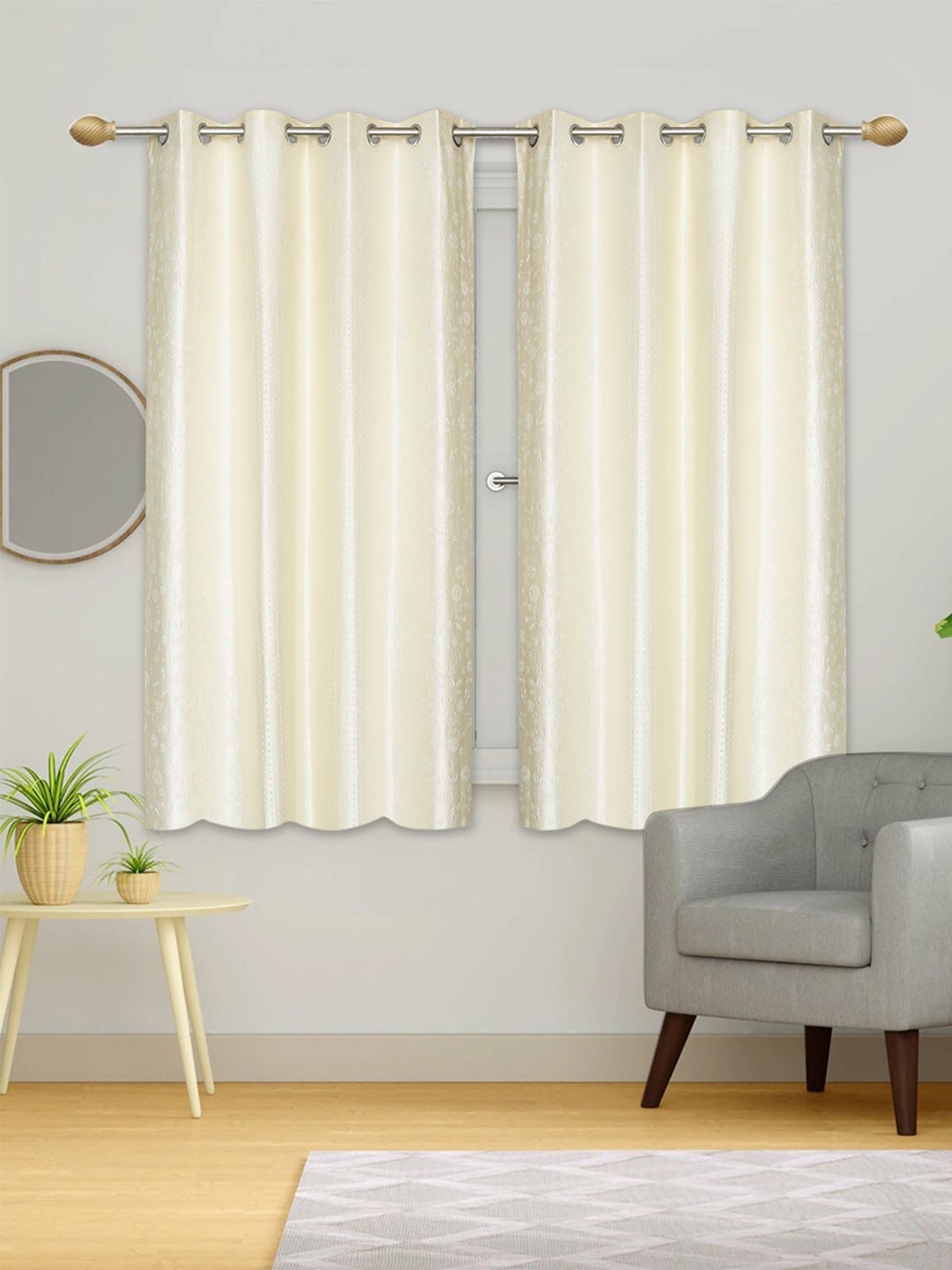 

Urban Magic Cream-Coloured Set of 2 Room Darkening Window Curtain