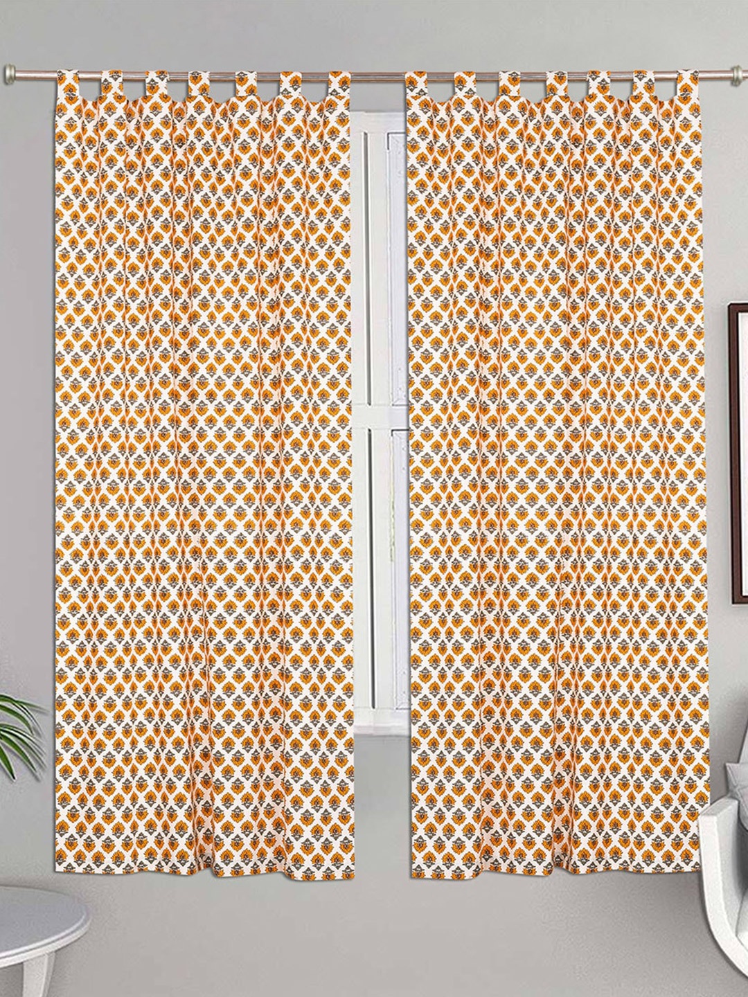 

Urban Magic Yellow & White Set of 4 Floral Room Darkening Door Curtain