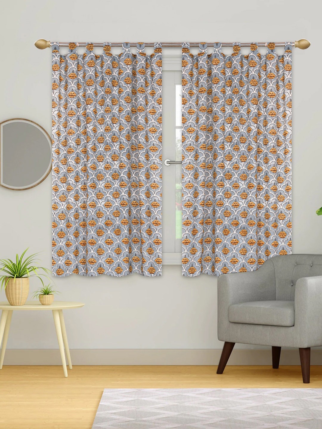 

Urban Magic Grey Set of 4 Floral Room Darkening Window Curtain