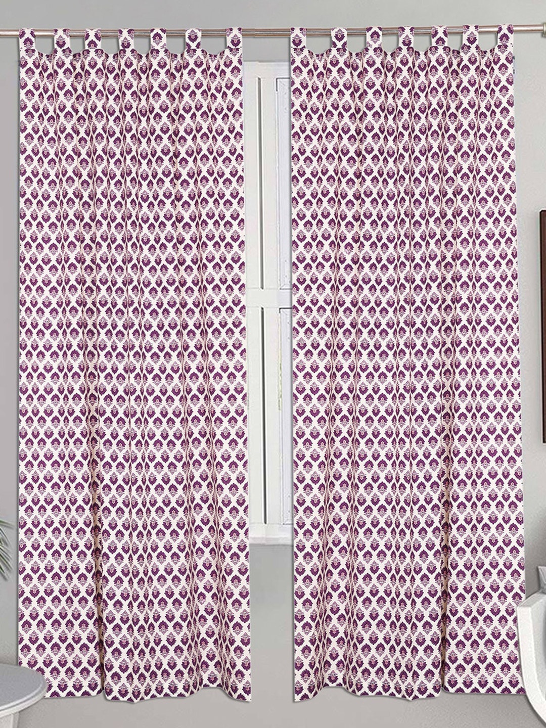 

Urban Magic Purple & White Set of 4 Floral Room Darkening Door Curtain