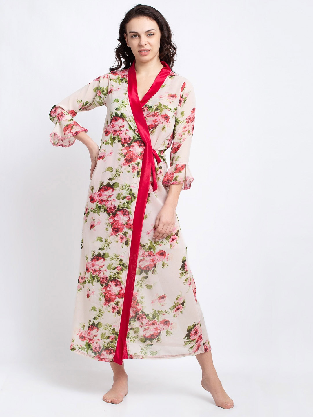 

Claura Printed Nightdress, Beige