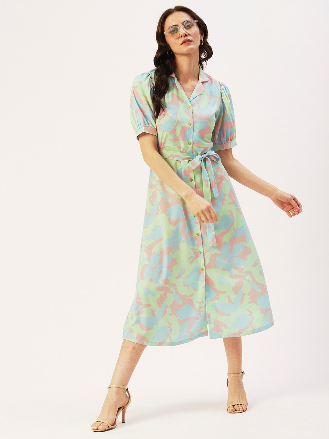 

DressBerry Printed Crepe Shirt Midi Dress, Multi