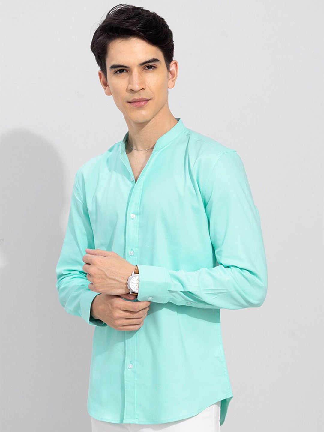 

Snitch Men Slim Fit Cotton Casual Shirt, Sea green
