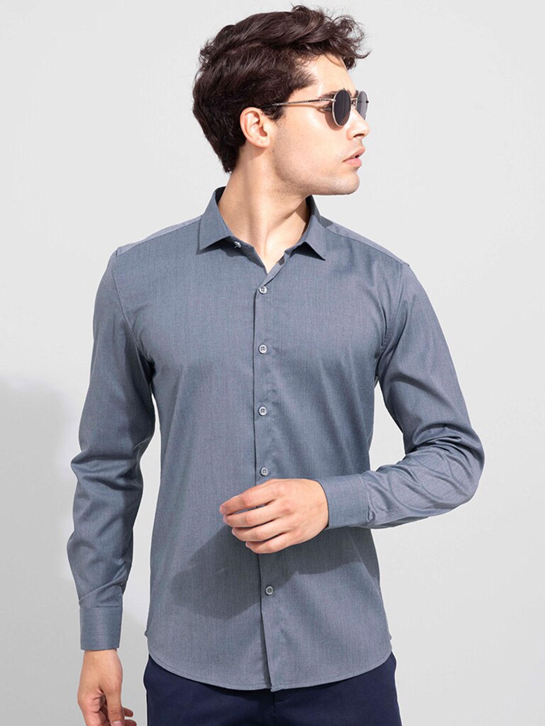 

Snitch Men Slim Fit Cotton Casual Shirt, Grey