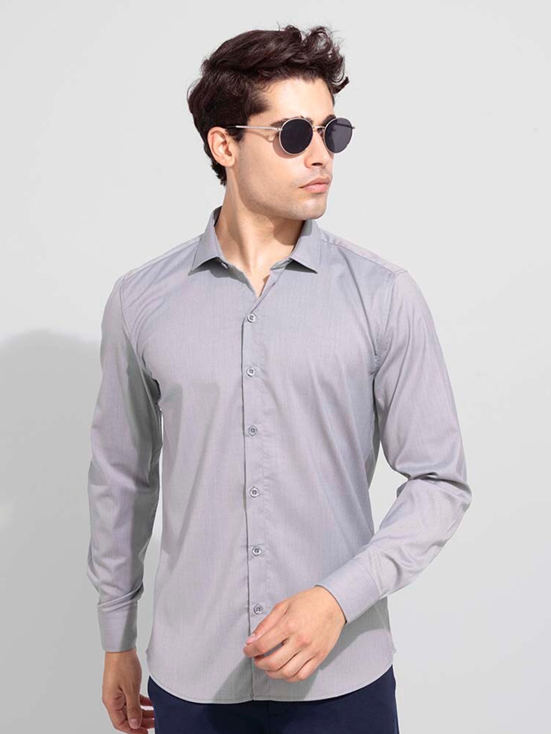 

Snitch Men Slim Fit Cotton Casual Shirt, Grey