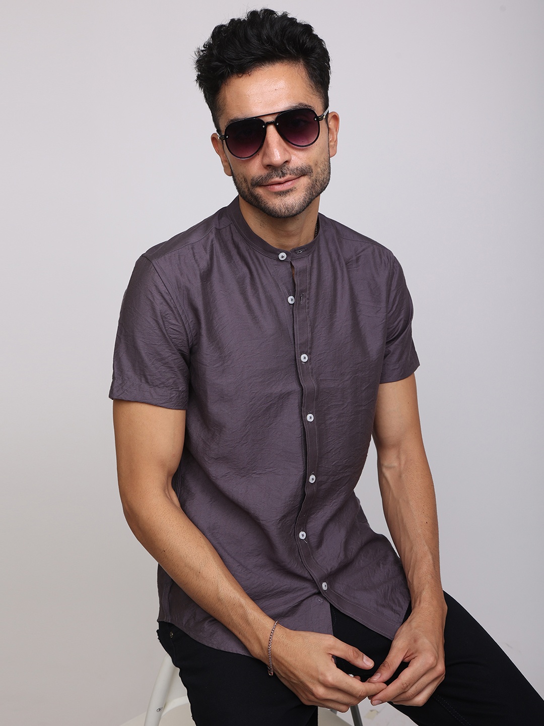 

Snitch Men Slim Fit Cotton Casual Shirt, Grey
