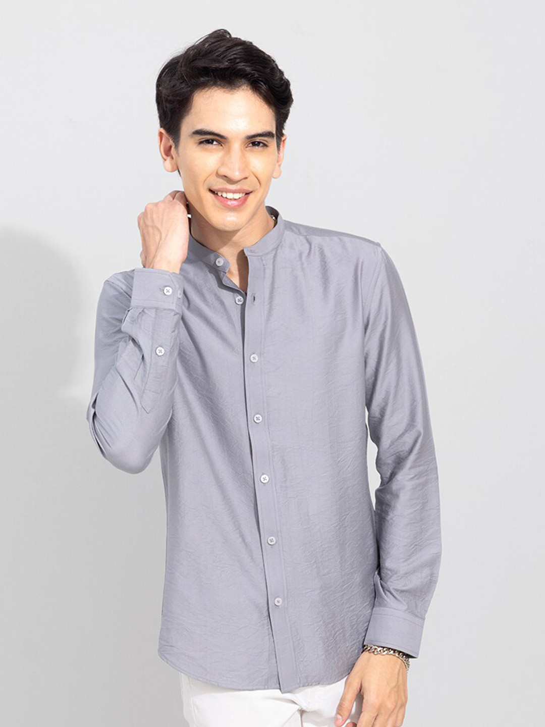 

Snitch Men Slim Fit Cotton Casual Shirt, Grey