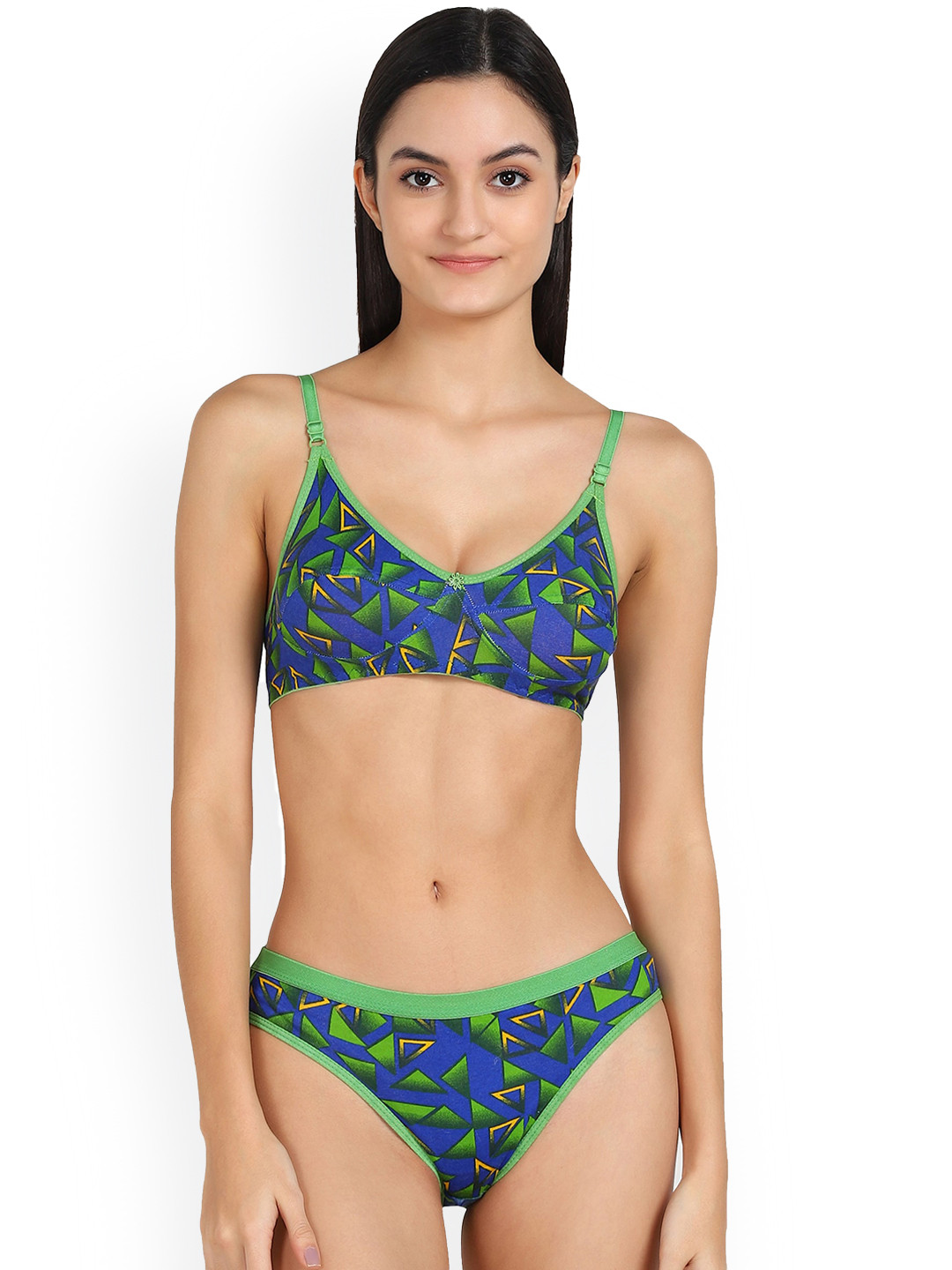 

AROUSY Women Printed Cotton Lingerie Set, Green