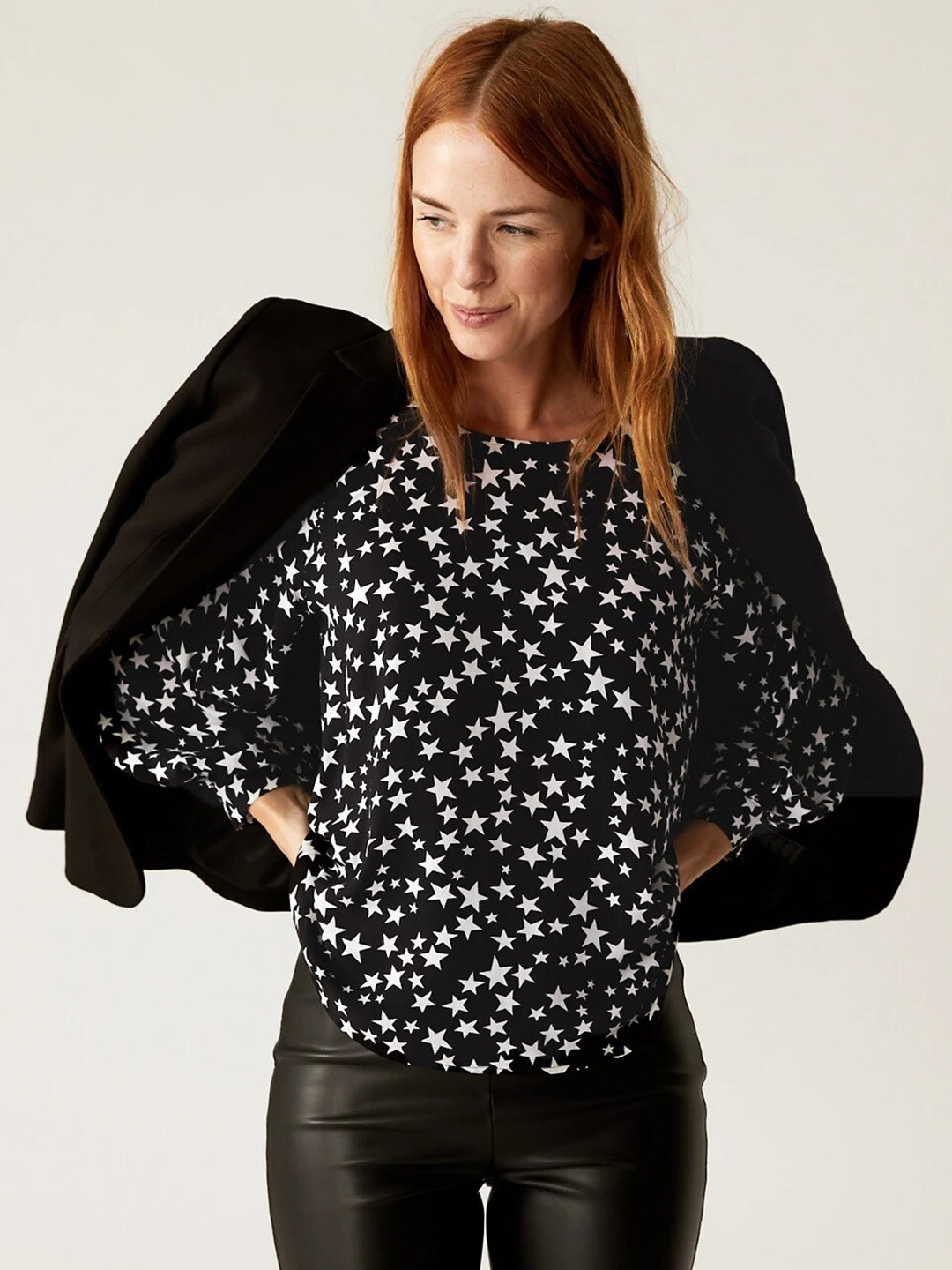 

Marks & Spencer Geometric Print Top, Black