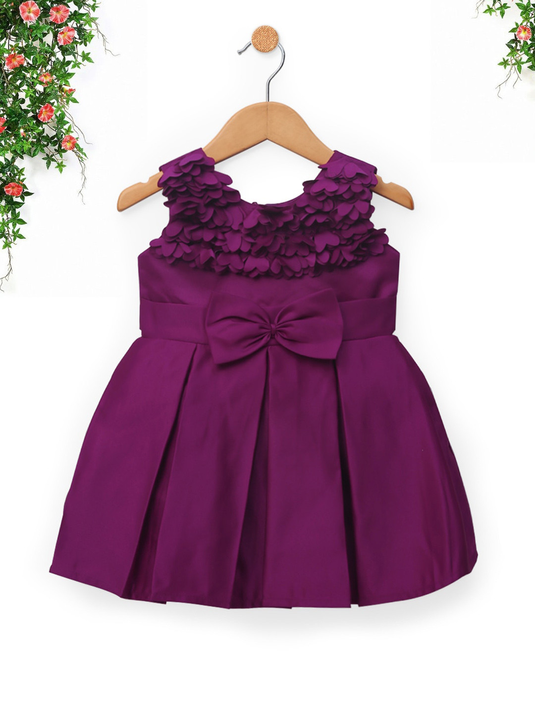 

The Magic Wand Girls Pleated Flare Dress with Bow Detail, Purple