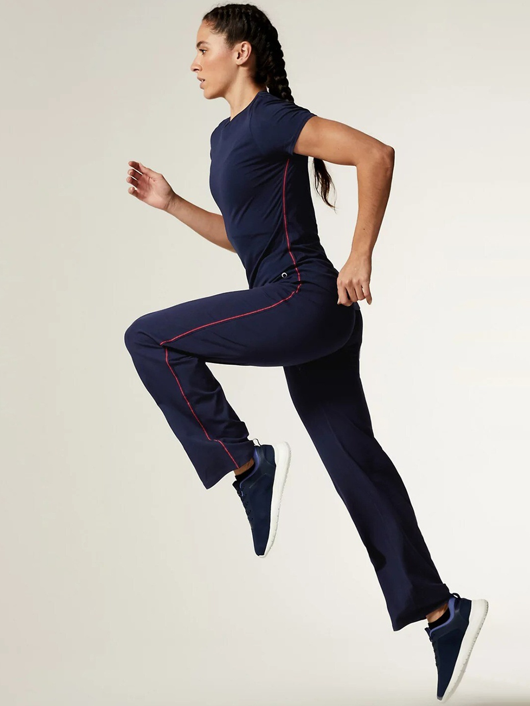 

Marks & Spencer Women High-Rise Trousers, Navy blue