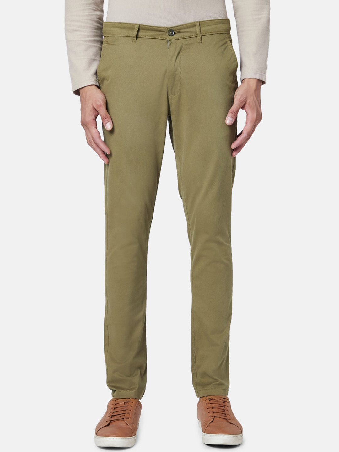 

BYFORD by Pantaloons Men Slim Fit Chinos Trousers, Green