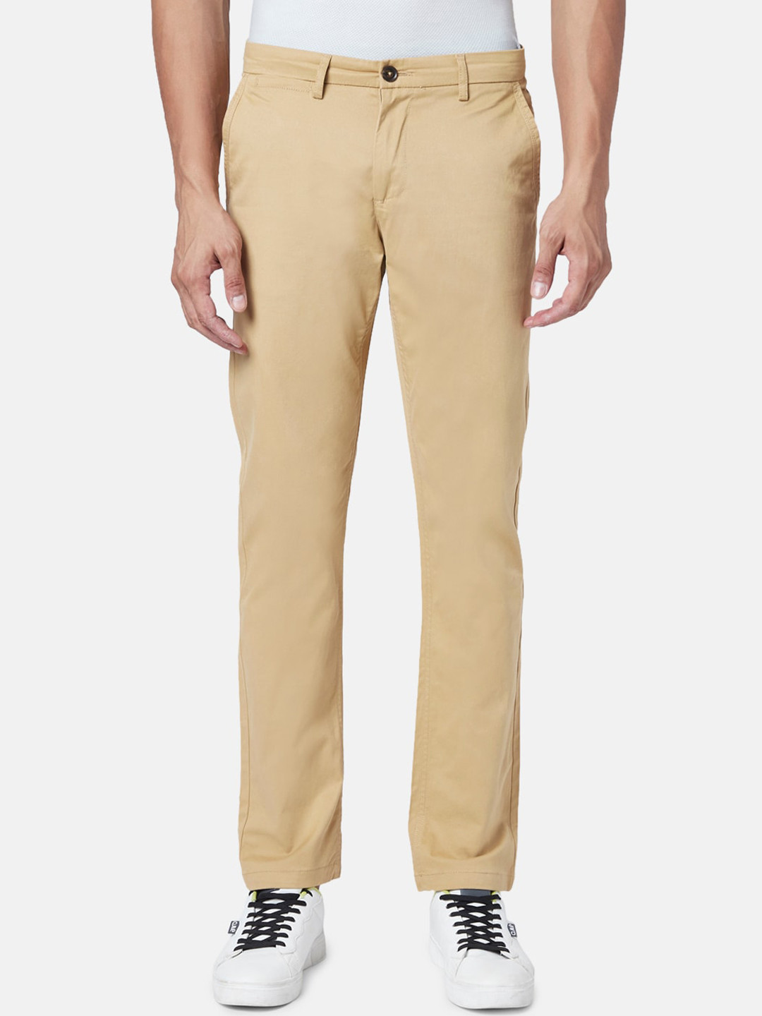 

BYFORD by Pantaloons Men Slim Fit Low-Rise Chinos Trousers, Khaki
