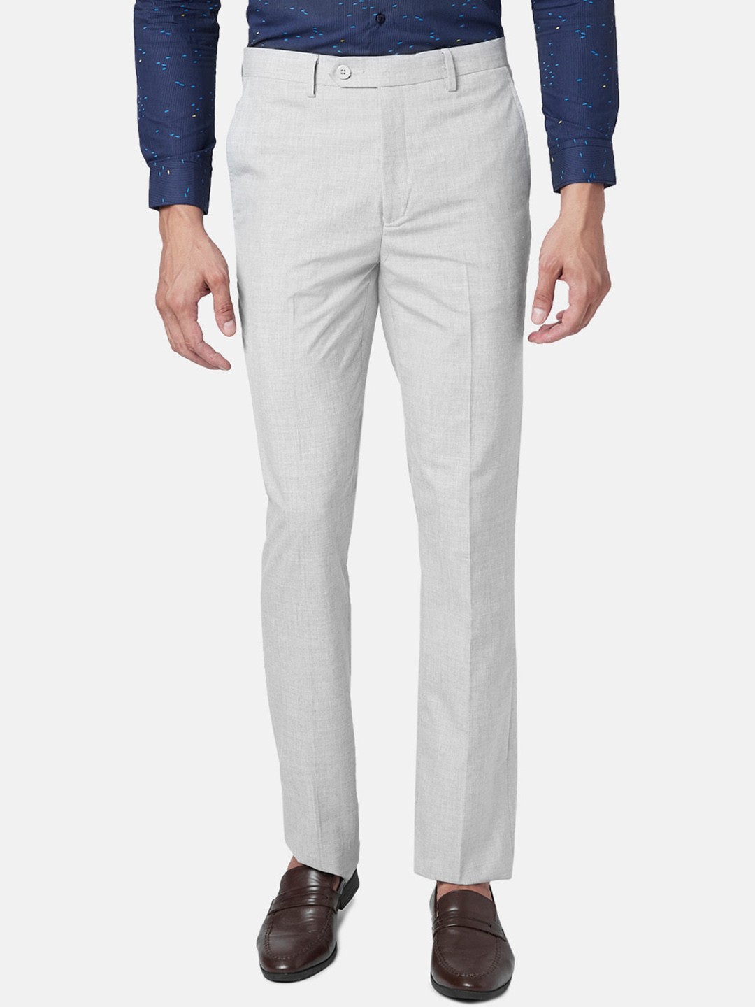 

BYFORD by Pantaloons Men Slim Fit Low-Rise Trousers, Grey