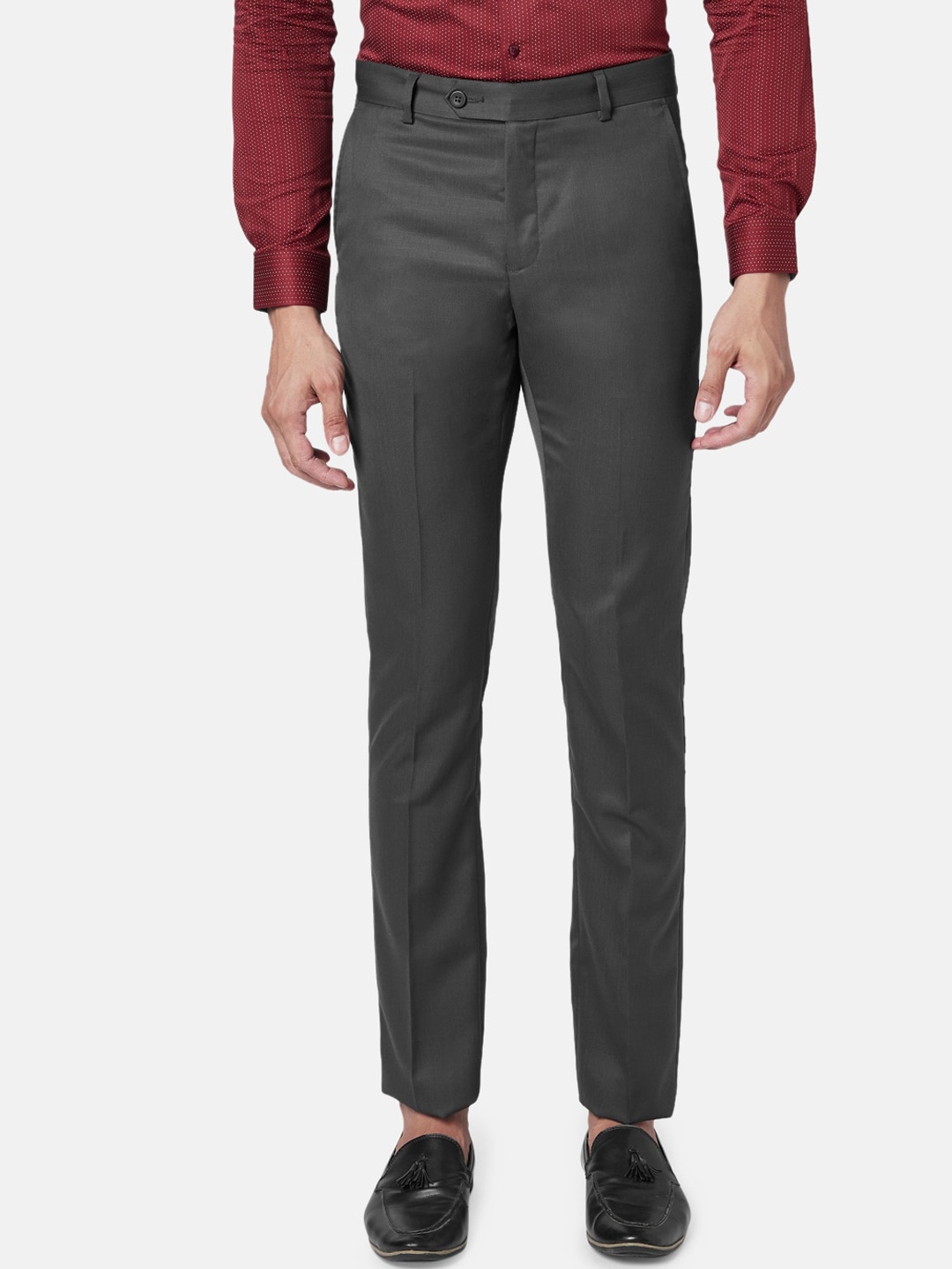 

BYFORD by Pantaloons Men Slim Fit Low-Rise Trousers, Grey