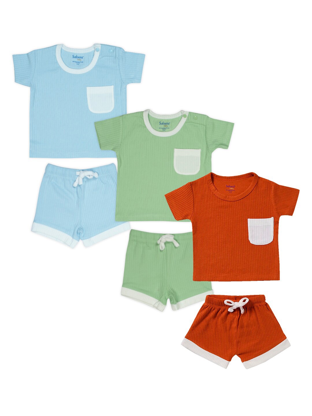 

Softsens Kids Pack of 3 op with Shorts, Blue