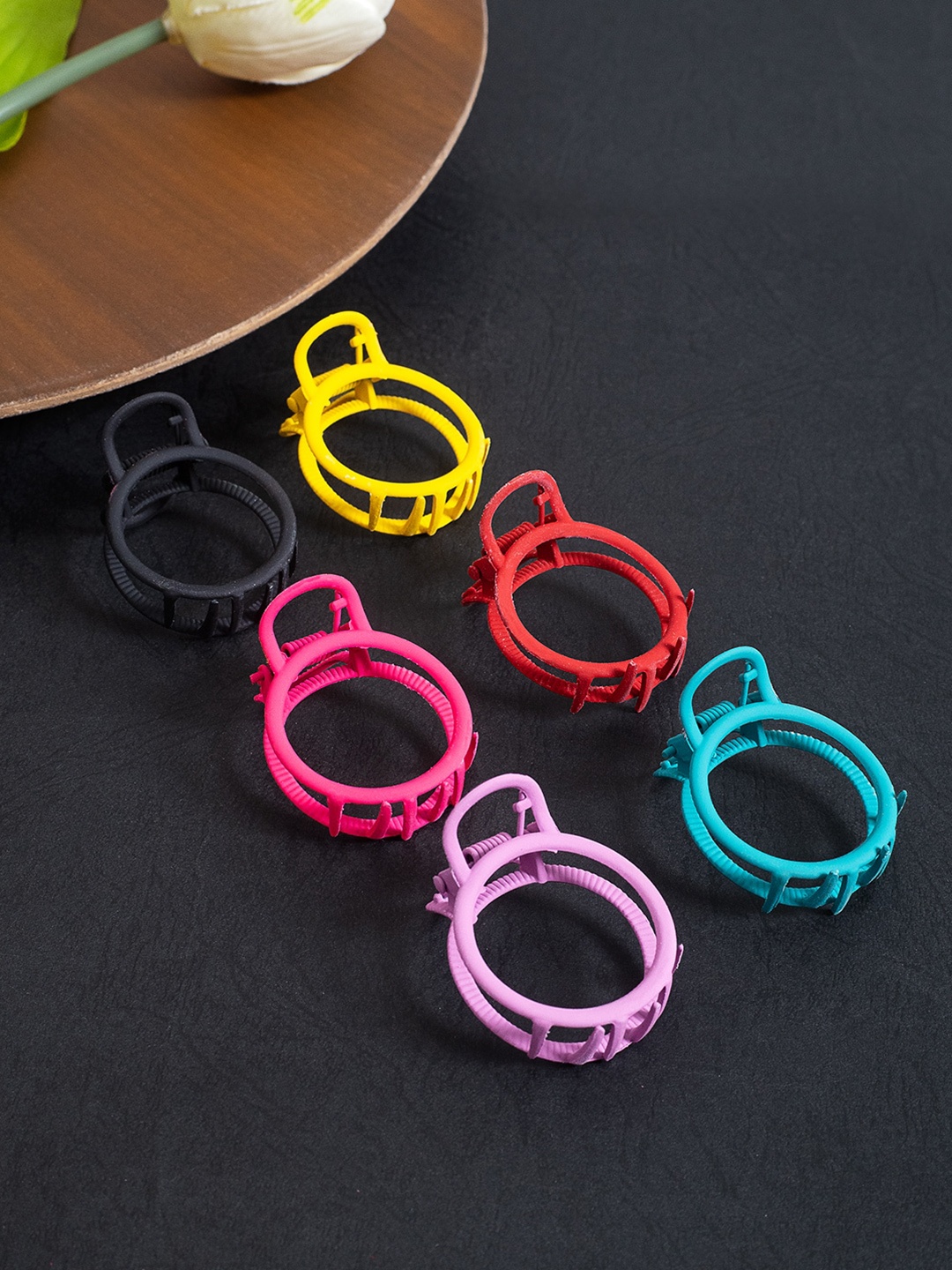 

Golden Peacock Women Set Of 6 Metal Claw Clips, Pink