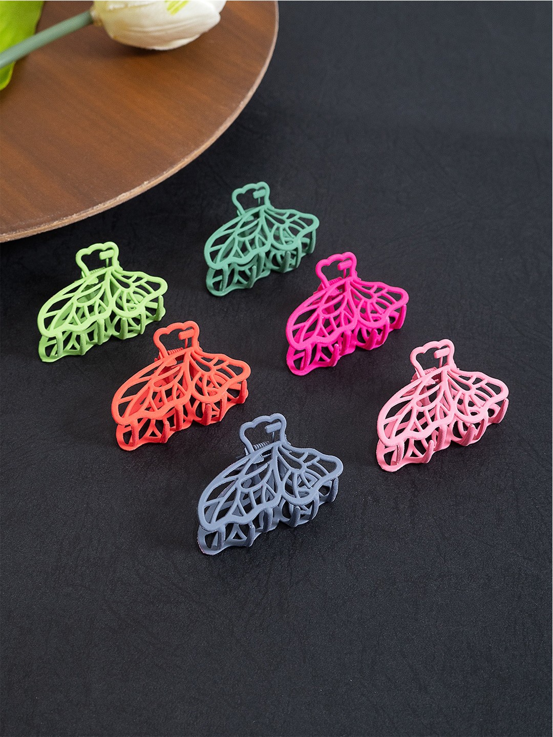 

Golden Peacock Women Set Of 6 Metal Claw Clips, Green