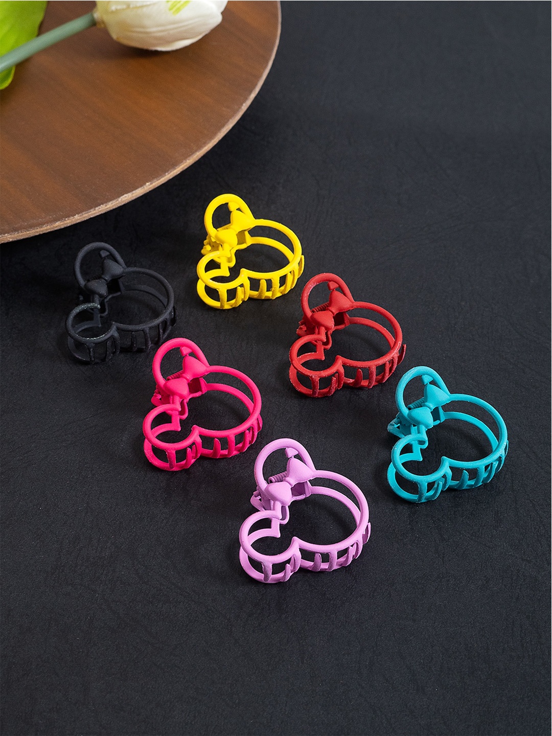 

Golden Peacock Women Set Of 6 Metal Claw Clips, Red