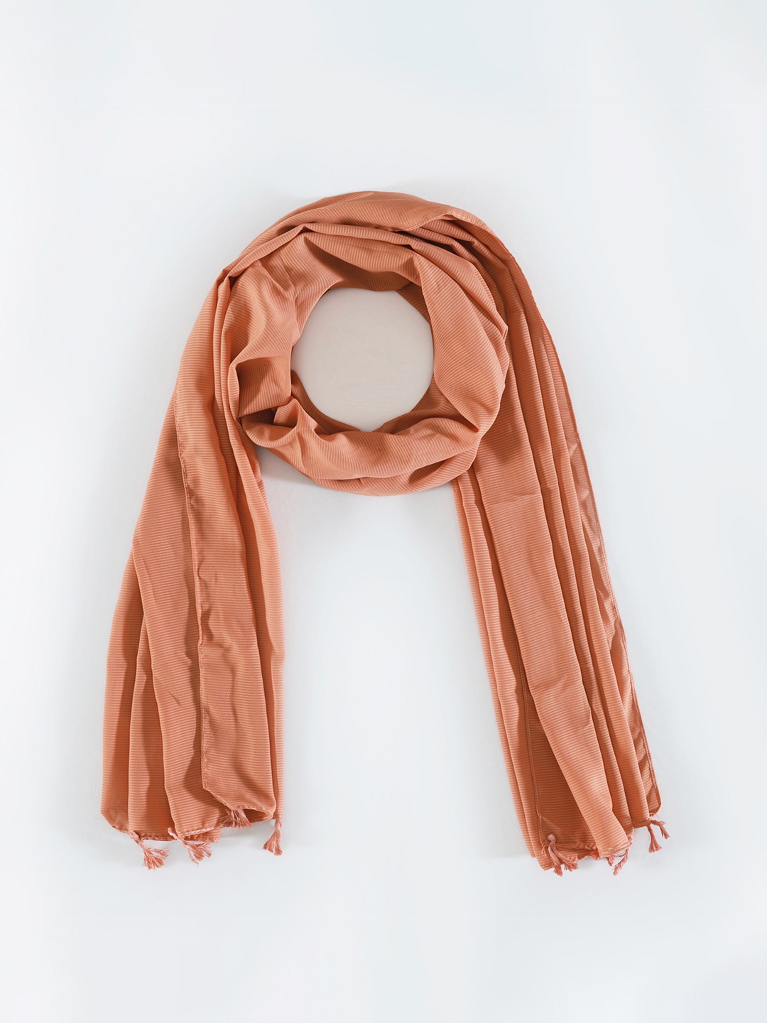 HANDICRAFT PALACE Women Striped Scarf, Coral