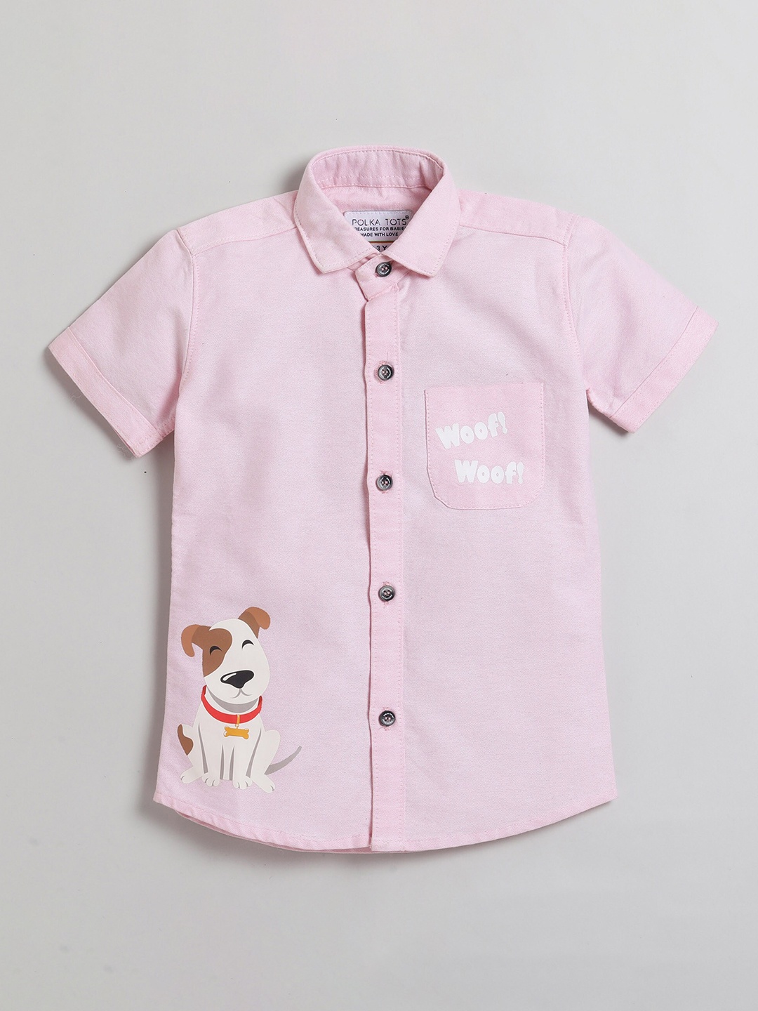 

Polka Tots Boys Classic Printed Cotton Casual Shirt, Pink