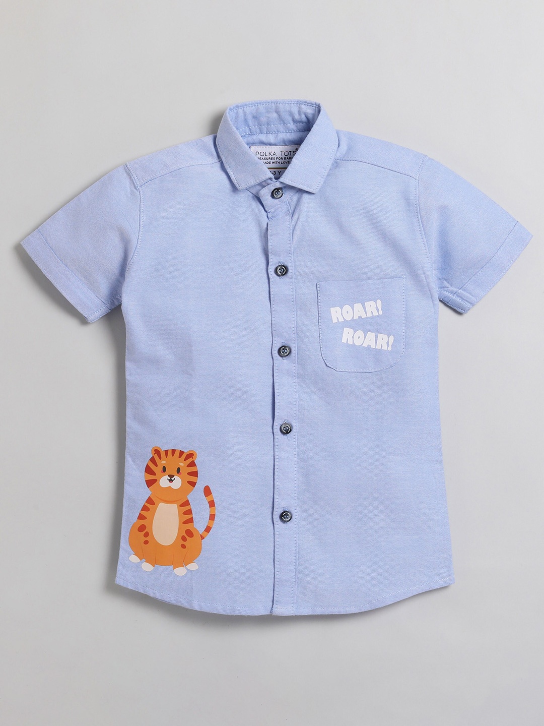 

Polka Tots Boys Classic Printed Cotton Casual Shirt, Blue