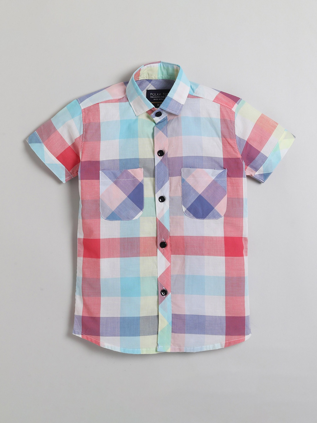 

Polka Tots Boys Classic Checked Cotton Casual Shirt, Red