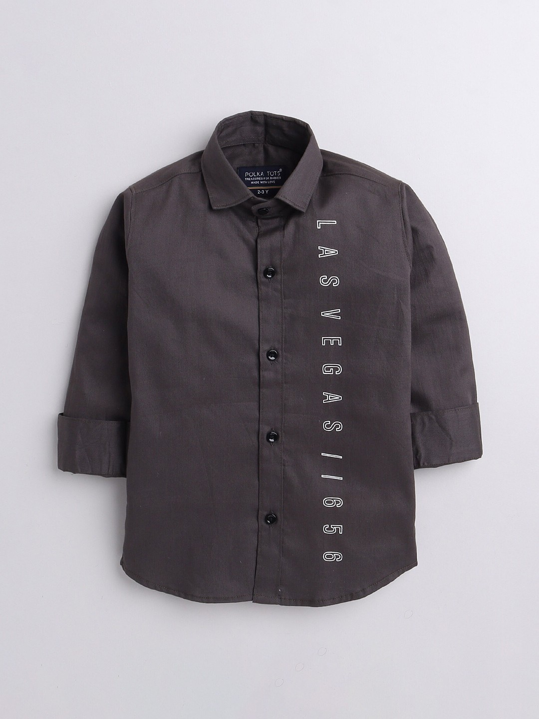 

Polka Tots Boys Classic Cotton Casual Shirt, Grey