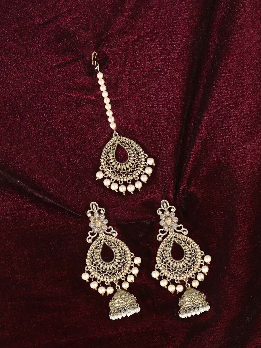 

Adwitiya Collection 24CT Gold-Plated Stone-Studded & Beaded Jewellery Set